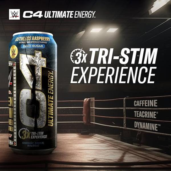 Cell C4 ULT Energy RTD 16oz Ruthless Raspbery (12)